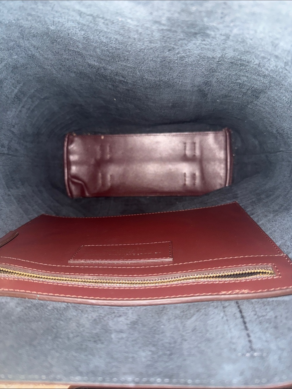 Sezane Croc-Embossed Leather Tote in Deep Burgundy - Picture 6 of 6